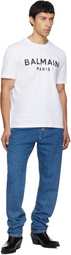 Balmain White 'Balmain Paris' Print T-shirt