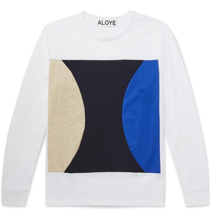 Photo: Aloye - Colour-Block Cotton-Jersey T-Shirt - White