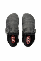 Diesel D-Woodstock-Denim mules with fluffy lining - Slides Mens in Black