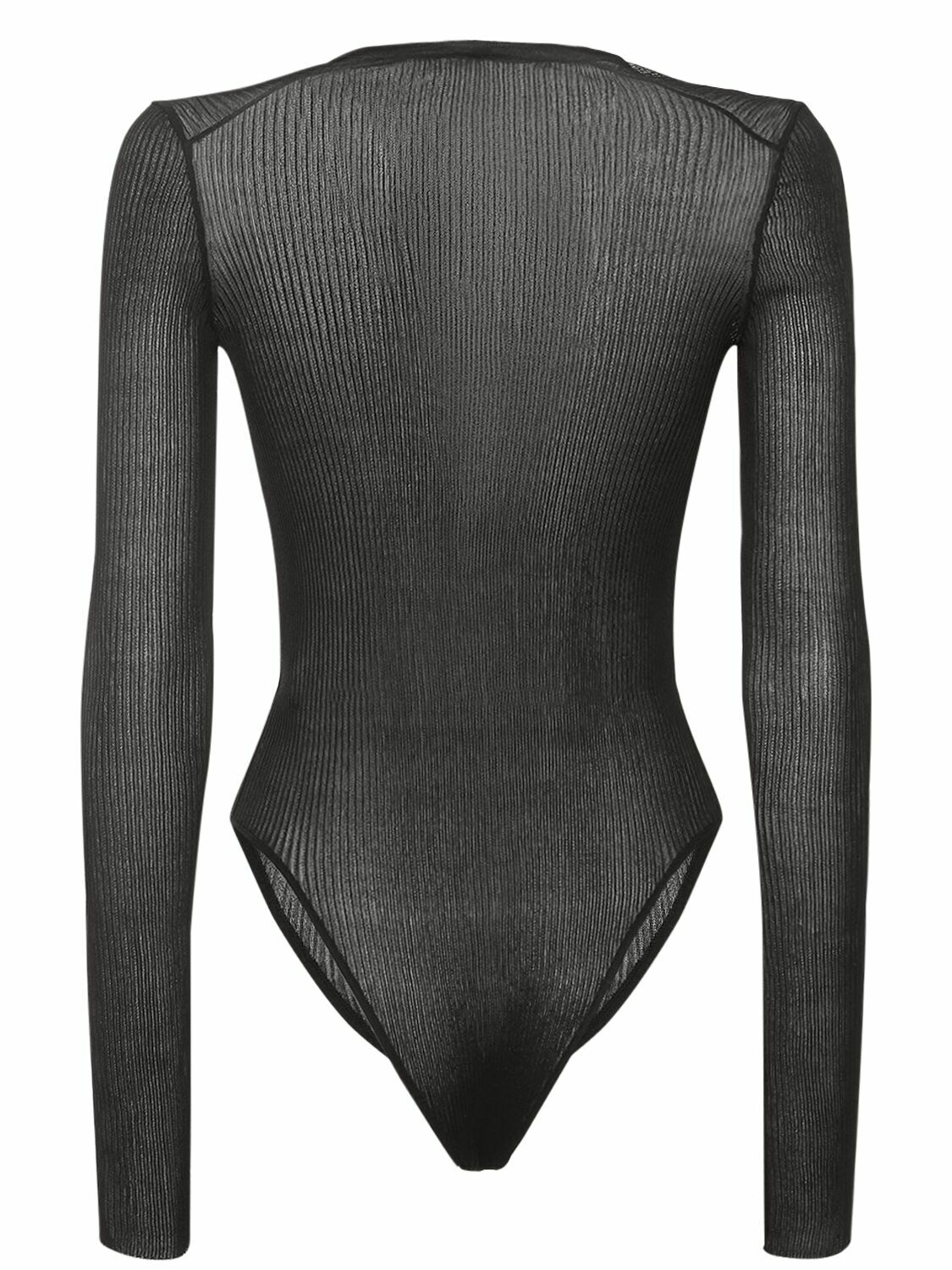 PETAR PETROV - Silk Knit V-neck Long Sleeve Bodysuit