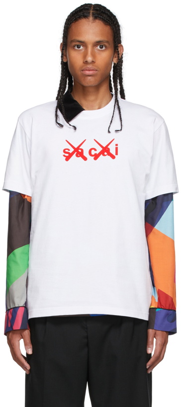 Photo: Sacai White KAWS Edition Logo T-Shirt