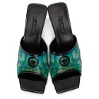 Versace Green and Blue Hologram Jungle Print Mules