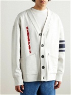 KENZO - Embroidered Striped Cotton-Blend Jersey Cardigan - White