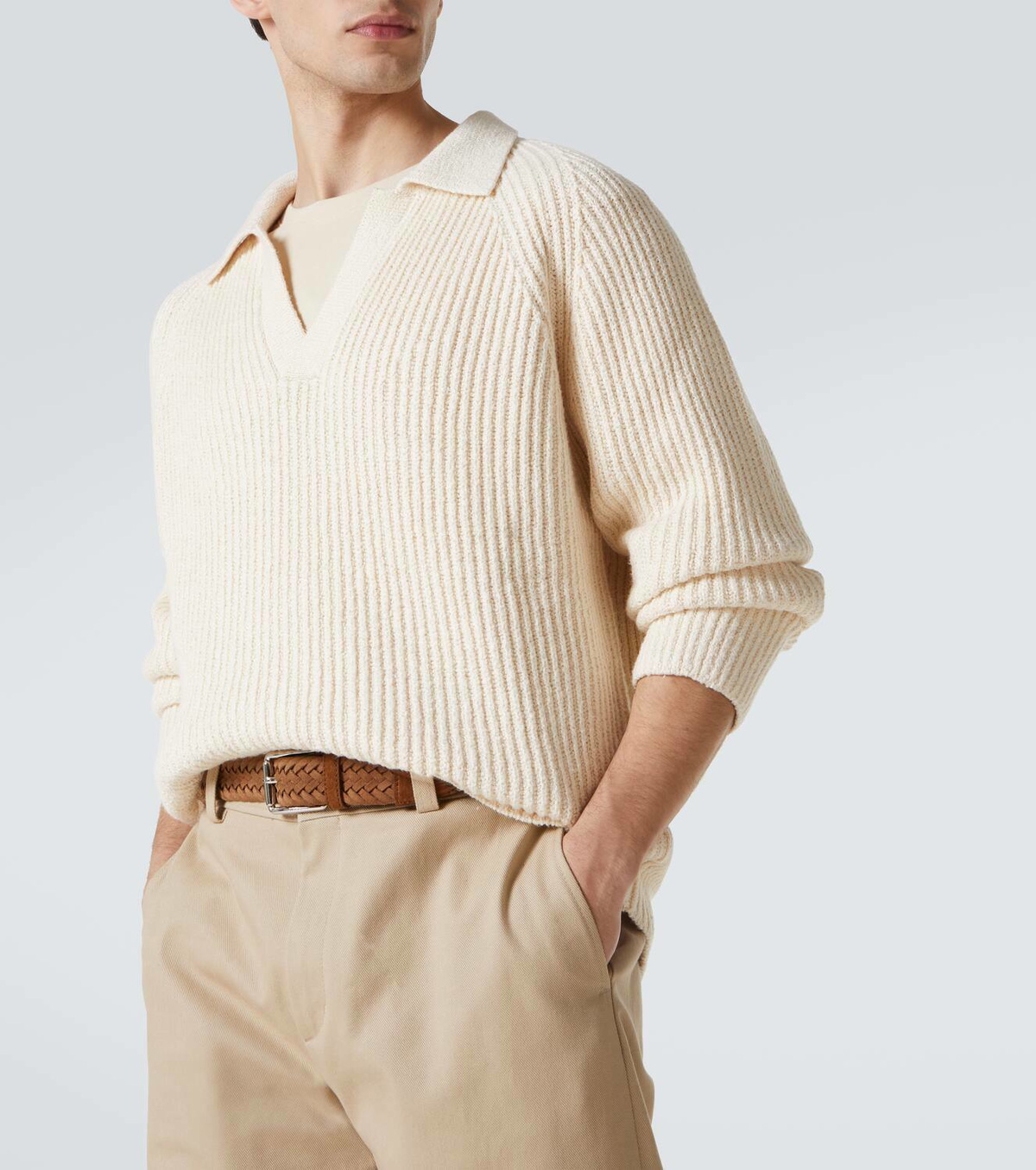 Tod's Ribbed-knit cotton polo sweater