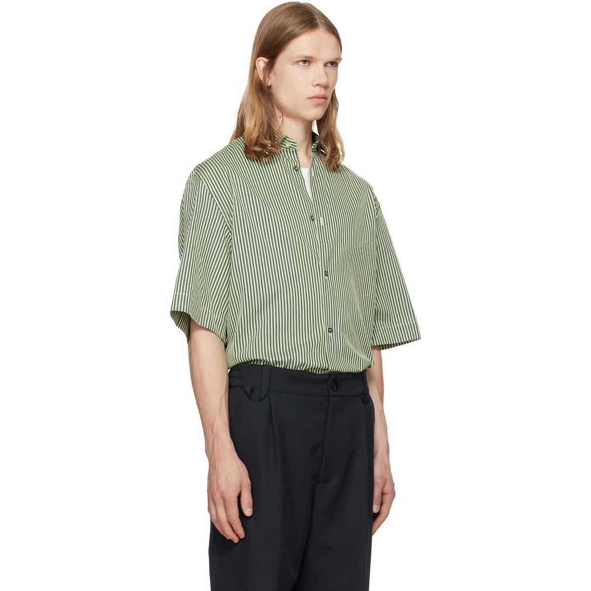 Paul Smith Green Stripe Oversized Cotton-Silk Shirt