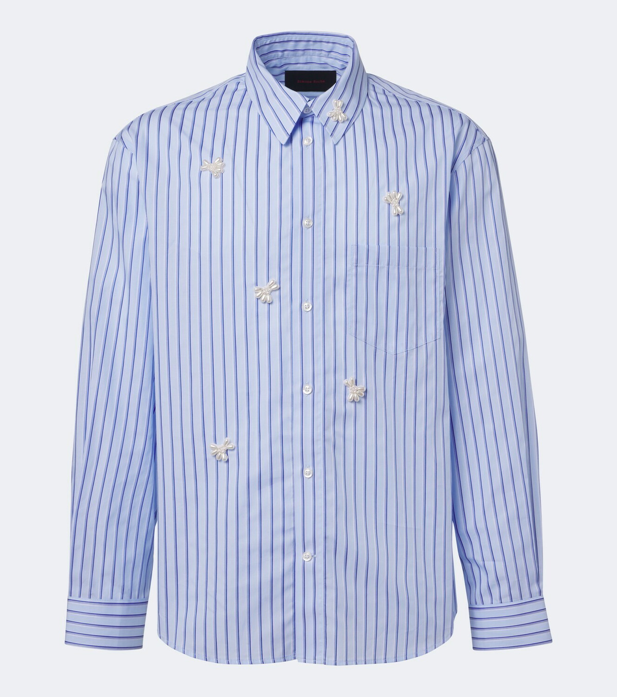 Simone Rocha Embellished striped cotton poplin shirt