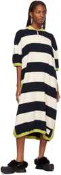 Sunnei Beige & Navy Striped Knit Polo Dress