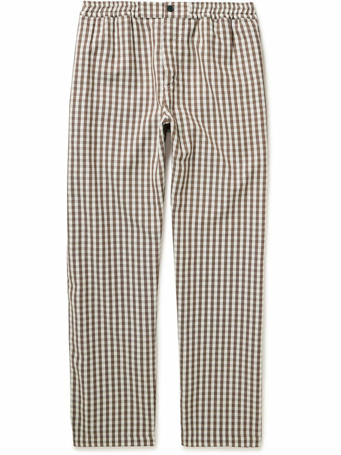 mfpen - Easy Straight-Leg Checked Cotton, TENCEL™ Lyocell and Linen-Blend  Trousers - Brown