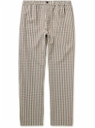 mfpen - Easy Straight-Leg Checked Cotton, TENCEL™ Lyocell and Linen-Blend Trousers - Brown
