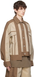 Feng Chen Wang Brown & Beige Paneled Jacket