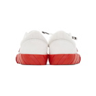 Off-White White and Red Suede Vulcanized Low Sneakers