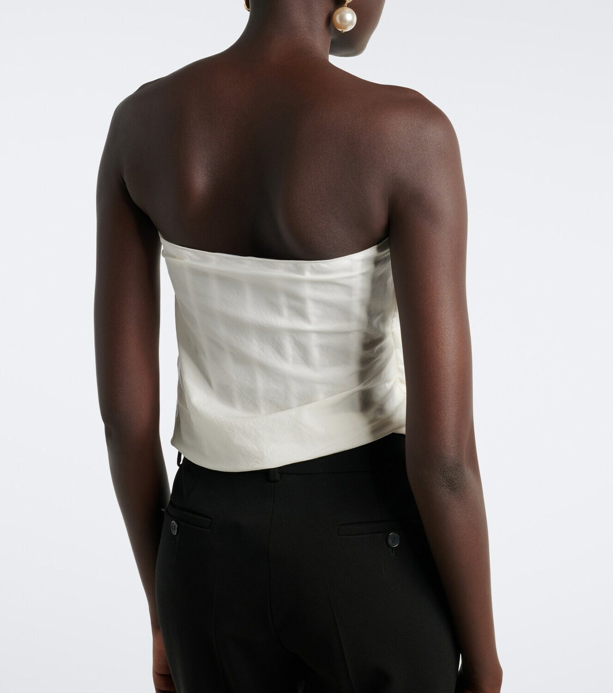 Magda Butrym Draped cotton and silk bustier top