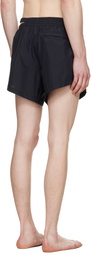LGN Louis Gabriel Nouchi Black Asymmetrical Opening Swim Shorts