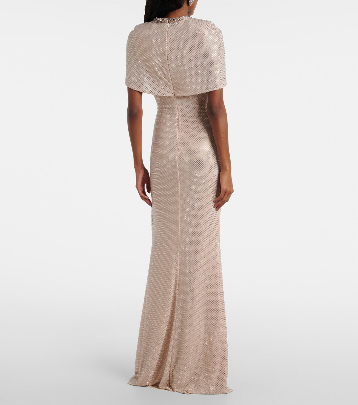 Self-Portrait Embellished caped maxi dress
