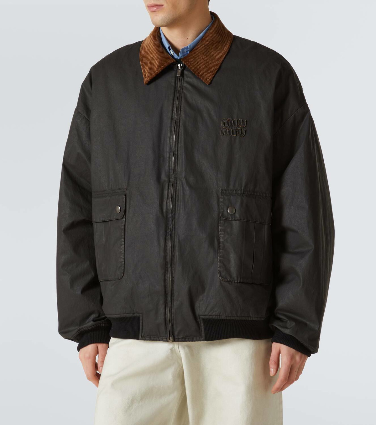 Miu Miu Coated cotton poplin bomber jacket Miu Miu