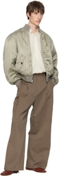 AMOMENTO Green Ribbed Silky Bomber Jacket