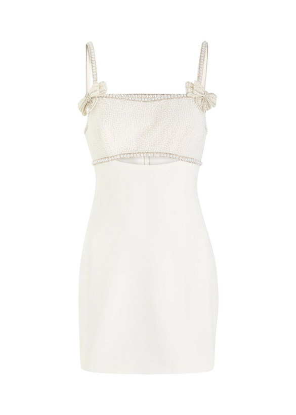 Photo: Self-portrait Pearl Embellished Crepe Mini Dress White