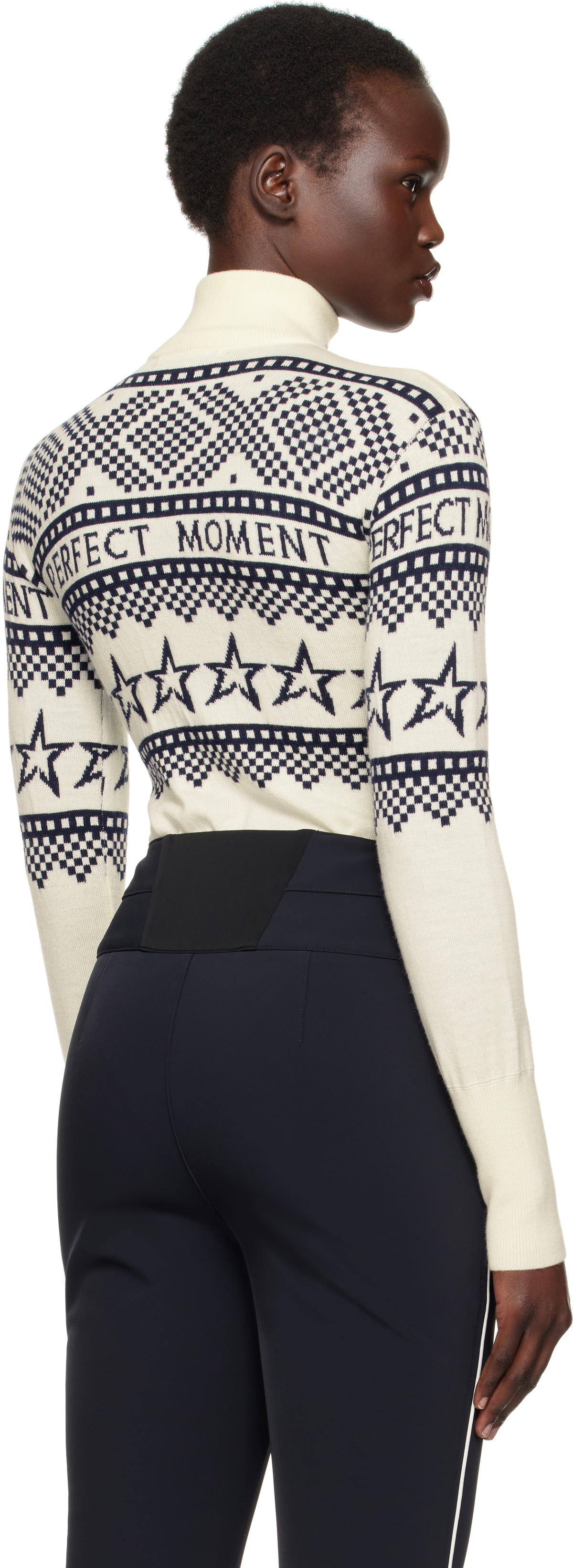 Perfect Moment White Intarsia-Knit Merino Wool Bodysuit