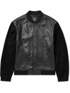 Theory - Varsity Suede-Trimmed Leather Bomber Jacket - Black