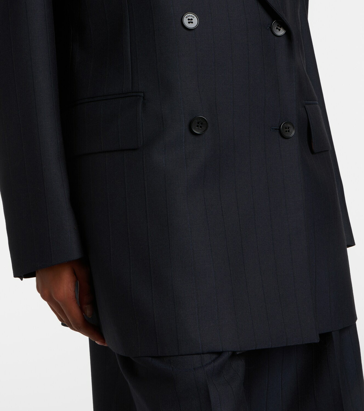 Versace Double-breasted oversized virgin wool blazer