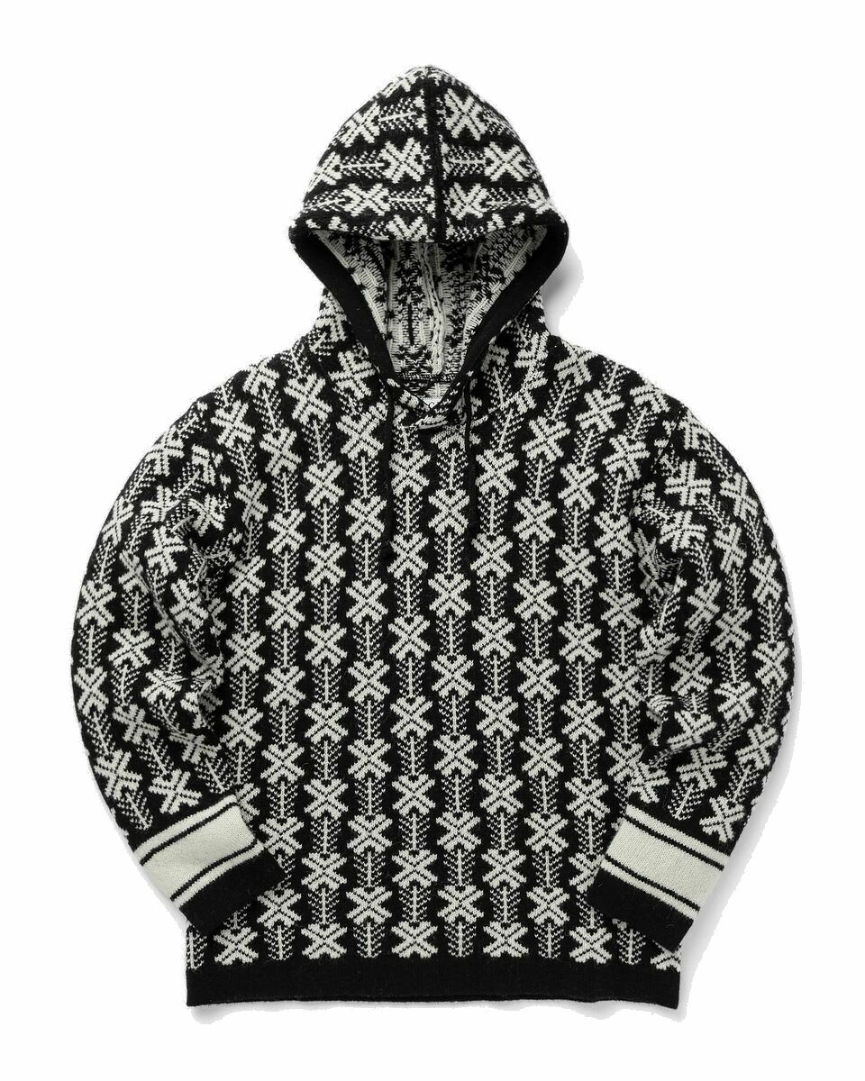 Photo: C.P. Company Wool Jacquard Logo Hooded Knit Black/White - Mens - Pullovers