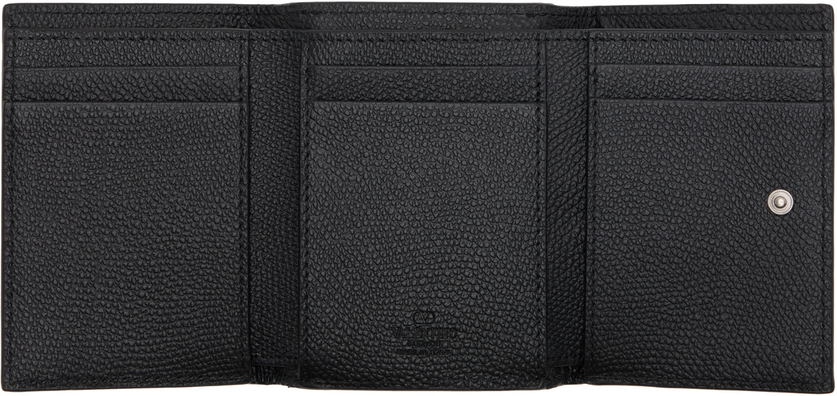 Valentino Garavani Black Trifold VLogo Signature Wallet