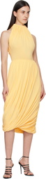 ALAÏA Yellow Twisted Soft Jersey Midi Dress