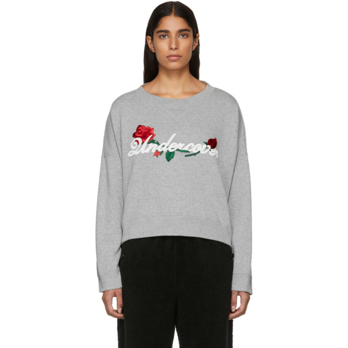 Photo: Undercover Grey Oversized Cropped Logo Sweatshirt