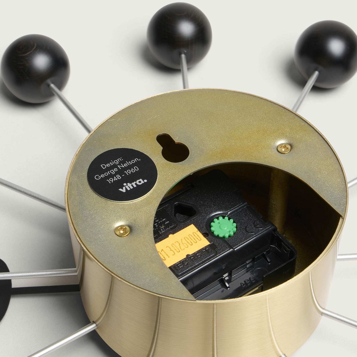 Vitra George Nelson Ball Wall Clock in Black/Brass