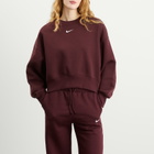 Nike Women's Phoenix Fleece Oversized Crewneck in Burgundy/Sail