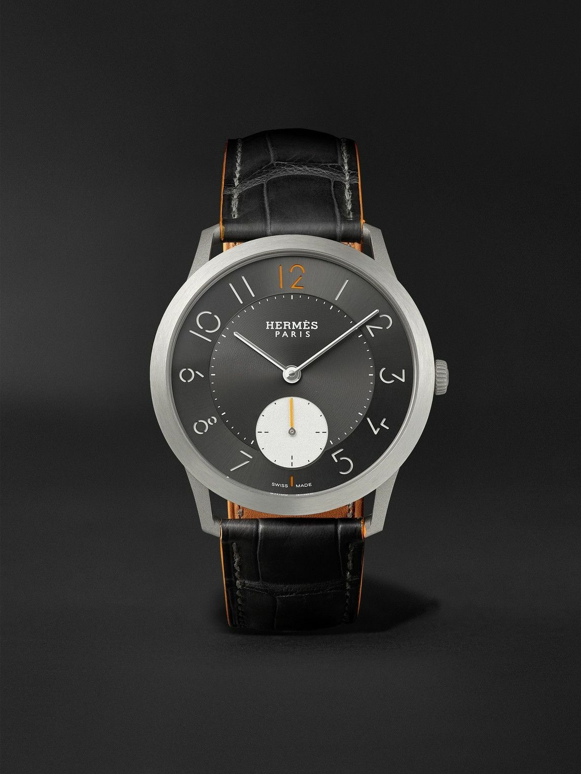 Photo: Hermès Timepieces - Slim Titane Automatic 39.5 Titanium and Alligator Watch, Ref. No. W047365WW00