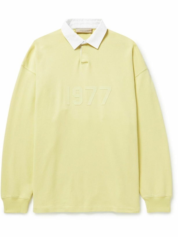 Photo: FEAR OF GOD ESSENTIALS - Oversized Logo-Flocked Cotton-Jersey Polo Shirt - Yellow