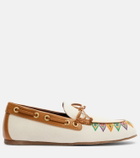Etro Embroidered canvas boat shoes