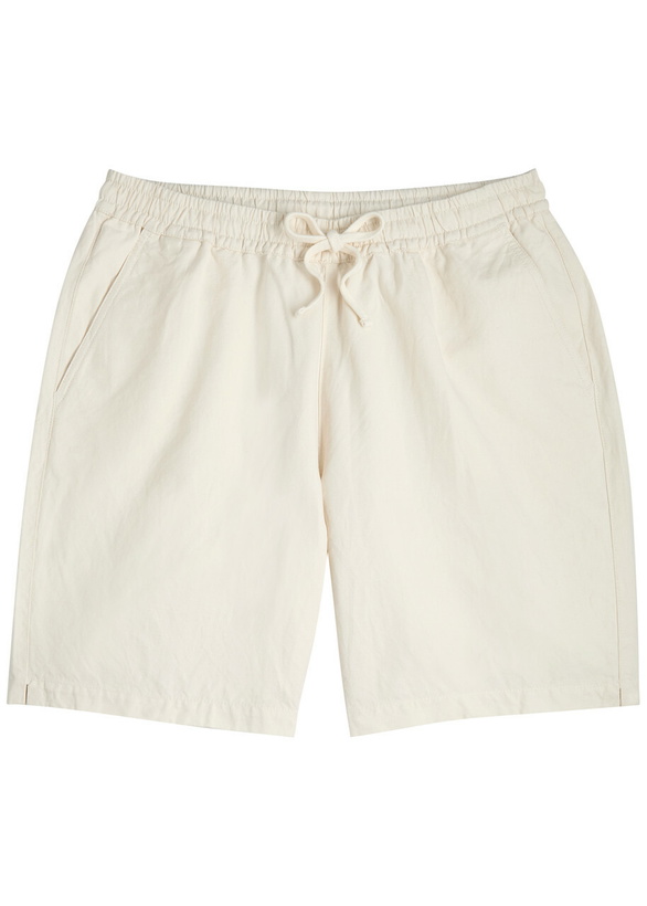 Photo: Universal Works Simple Linen-blend Shorts Ecru