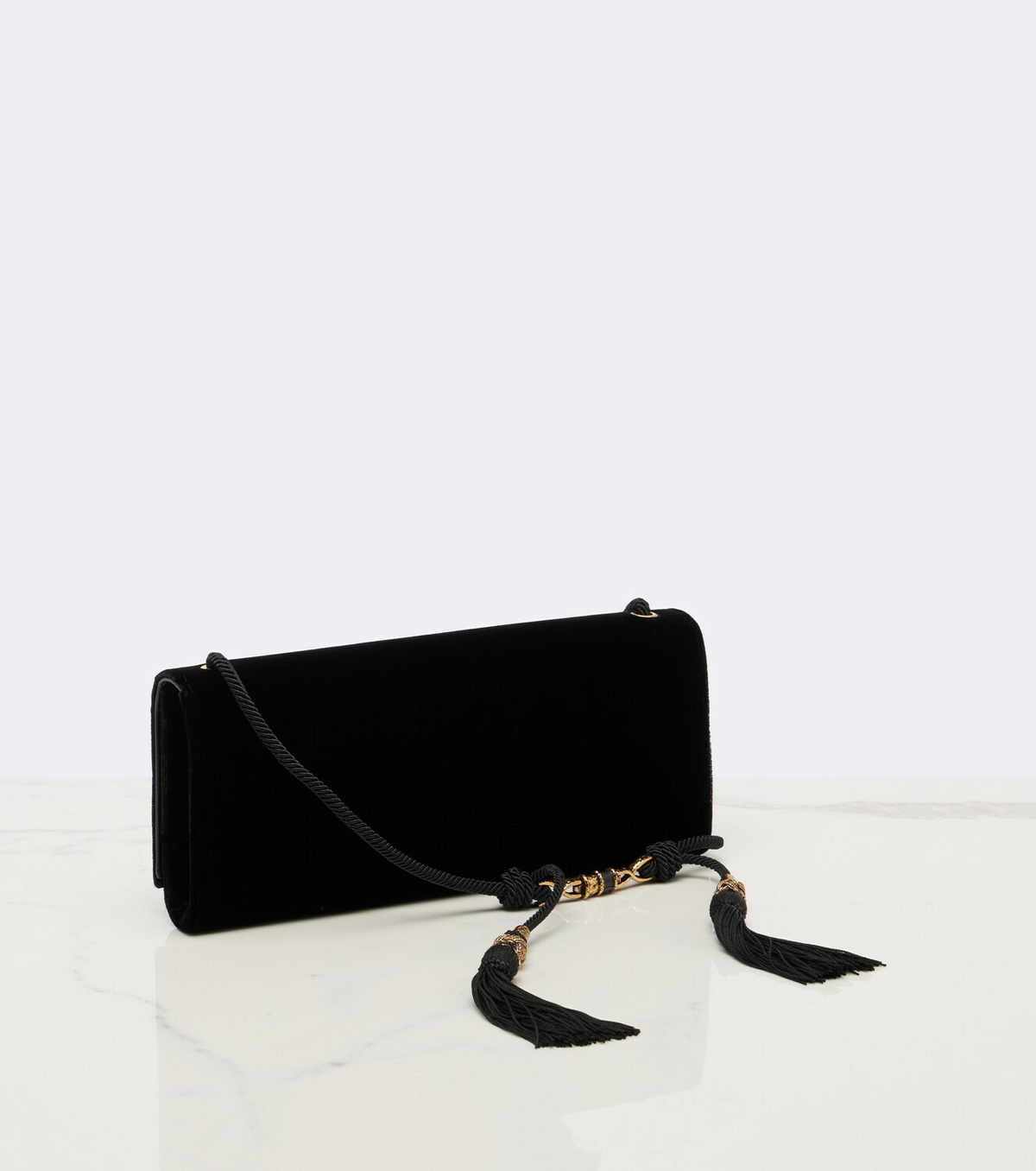 Saint Laurent Kate Small leather-lined velvet clutch
