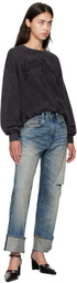 R13 Black 'New York' Balloon Crewneck Sweatshirt
