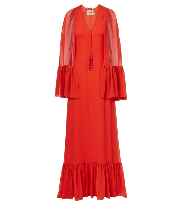 Photo: Valentino Caped silk georgette maxi dress