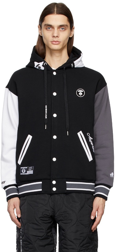 Photo: AAPE by A Bathing Ape Black Paneled Graphic Hoodie