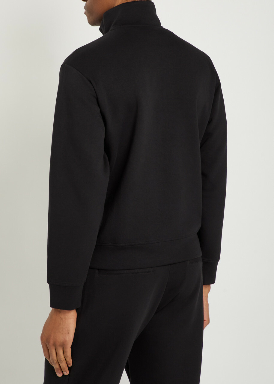 Emporio Armani Logo-embroidered Jersey Jacket Black