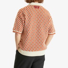 AMIRI Men's Checkered Oversized Woven Polo in Burnt Orange