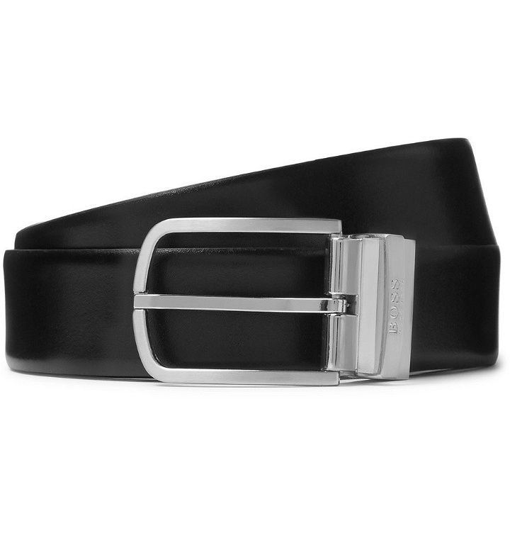 Photo: Hugo Boss - 4cm Black and Brown Owen-B Reversible Leather Belt - Black