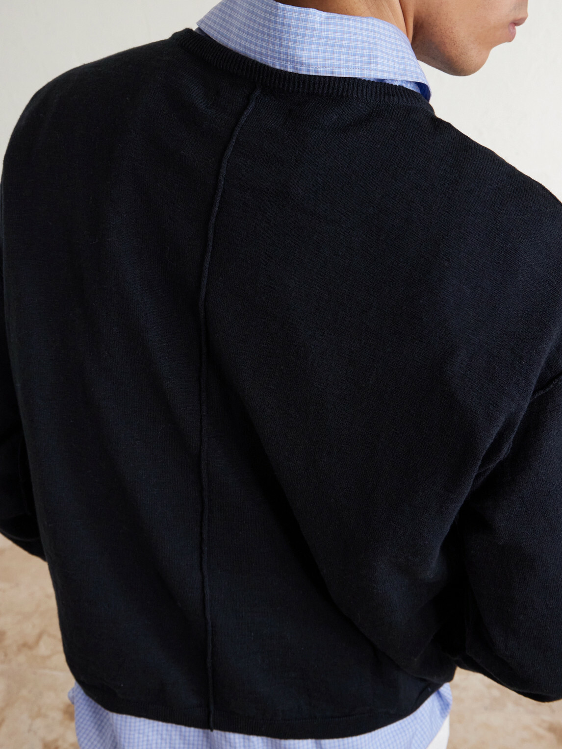 mfpen - Companion Cropped Cotton and Linen-Blend Sweater - Black