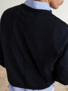 mfpen - Companion Cropped Cotton and Linen-Blend Sweater - Black