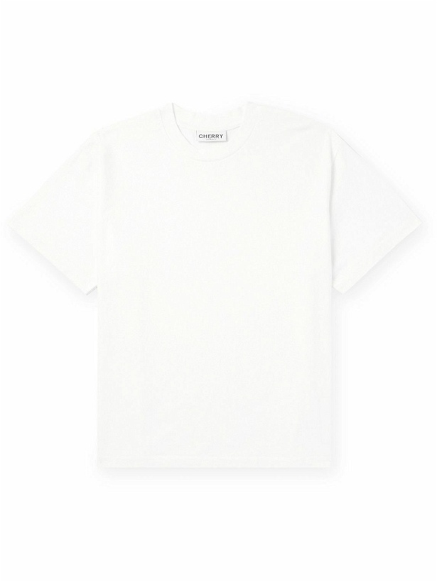 Photo: Cherry Los Angeles - Garment-Dyed Embroidered Cotton-Jersey T-Shirt - White