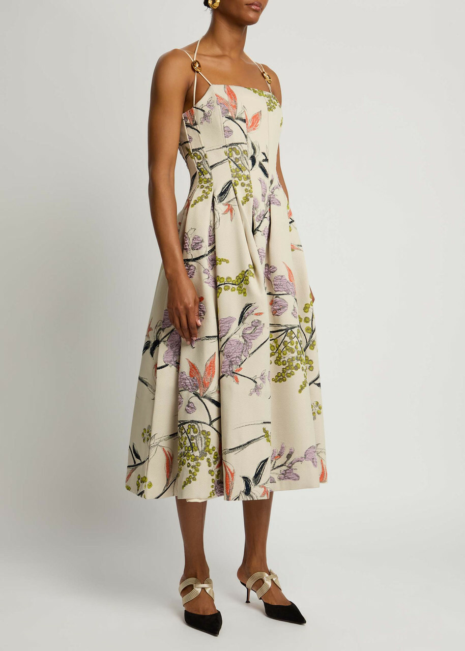 Stine Goya Floral-jacquard Woven Midi Dress Multicoloured 1