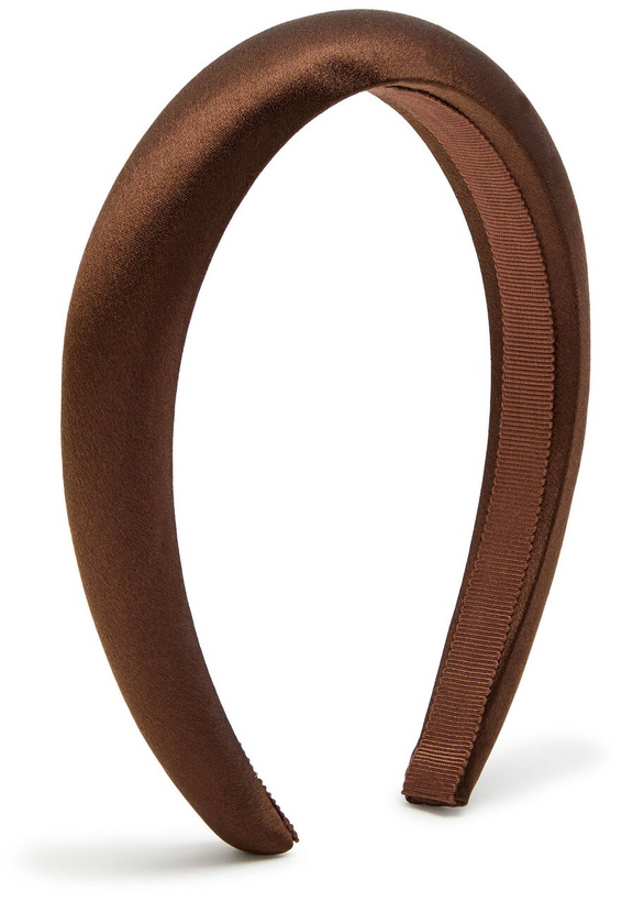 Photo: Jennifer Behr Tori Padded Silk-satin Headband - Brown - One Size