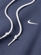 Nike - Solo Swoosh Logo-Embroidered Cotton-Blend Jersey Hoodie - Blue