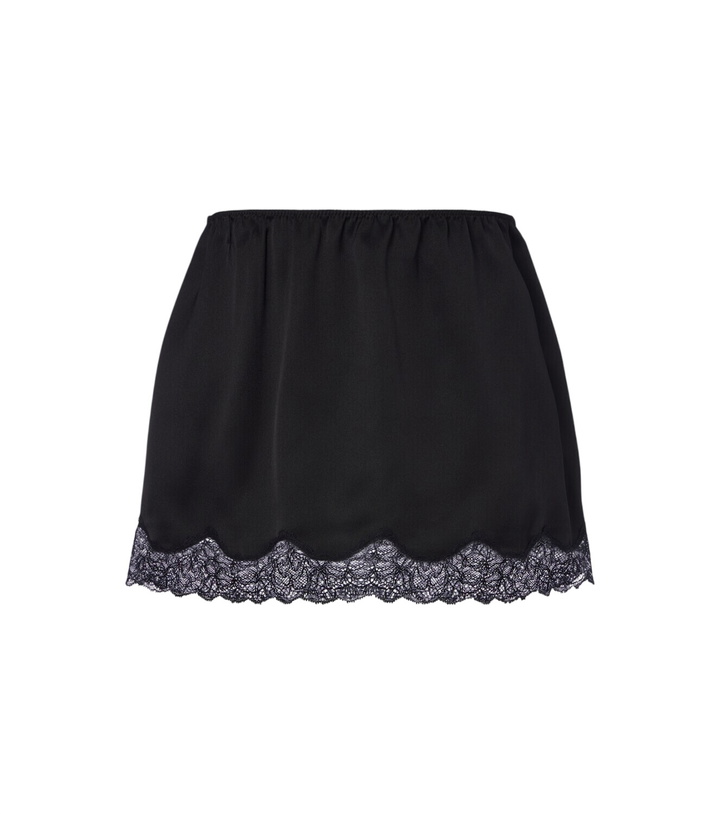 Photo: Magda Butrym Lace-trimmed silk satin miniskirt