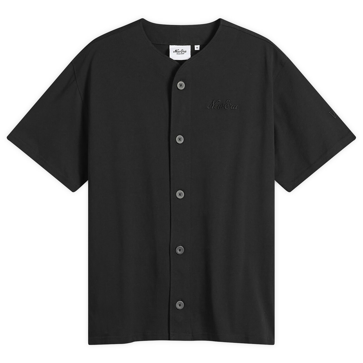 New Era Men's Script Baseball Jersey in Black