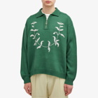 BODE Men's Floret Embroidered Knit Pullover in Green